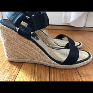 Lauren black espadrille wedge sandal
